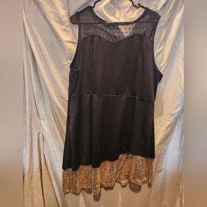 Sleeveless Plus Size Cocktail Dress Black With Gold Sequin
